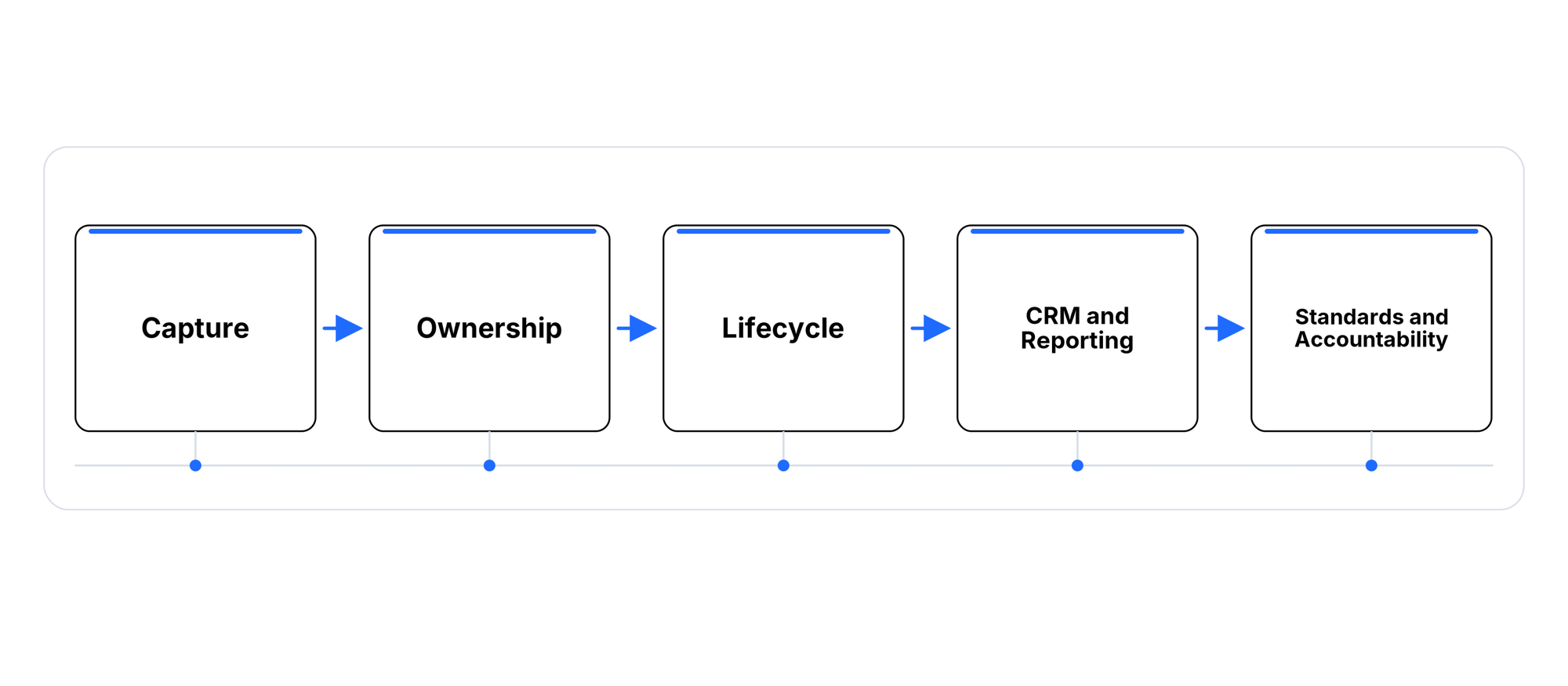 Five connected revenue system components: Capture, Ownership, Lifecycle, CRM and Reporting, and Standards and Accountability.